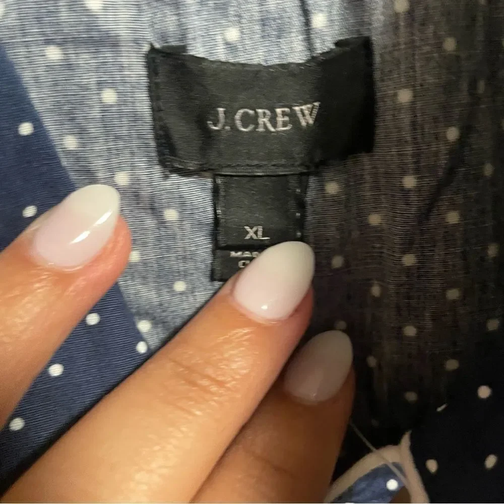 NWT J Crew Navy 100% Cotton Slim Fit Button Down Pajama Shirt- Size XL